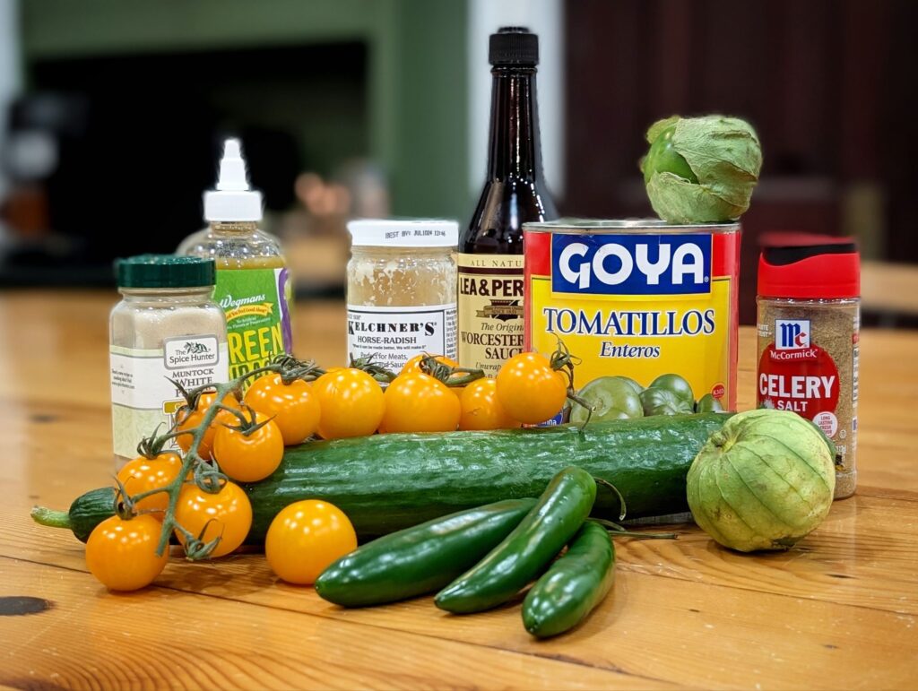 Green Bloody Mary or Bloody Maria ingredients